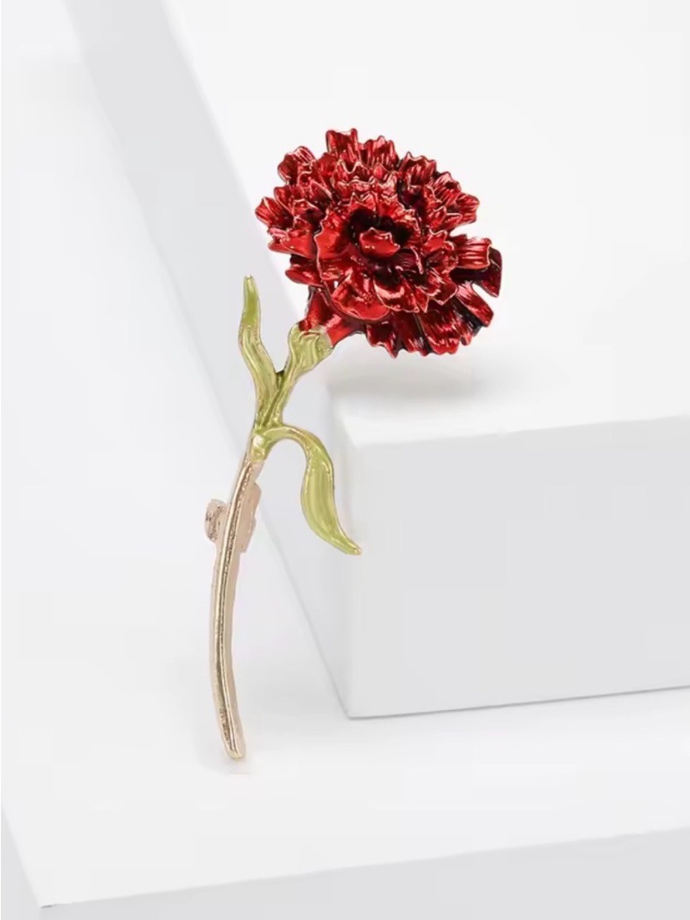 Red Floral Carnation Brooch Pinโ - Women Jewelry